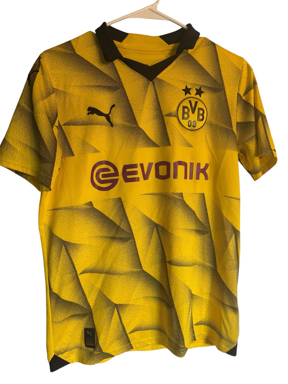 Puma BVB Borussia Dortmund Yellow and Black Graphic Soccer Jersey Men's L419